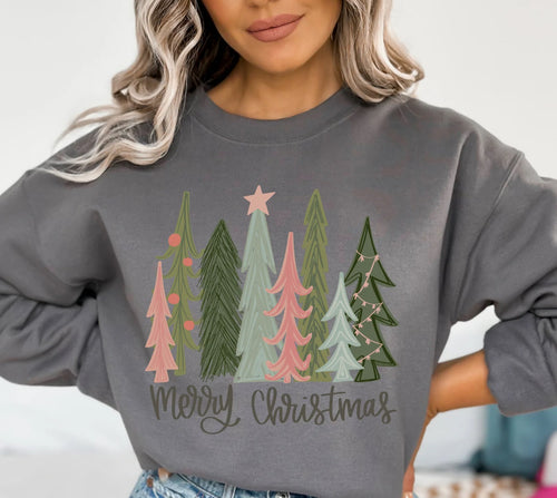 Trees-8 With Star Merry Christmas Sweatshirt