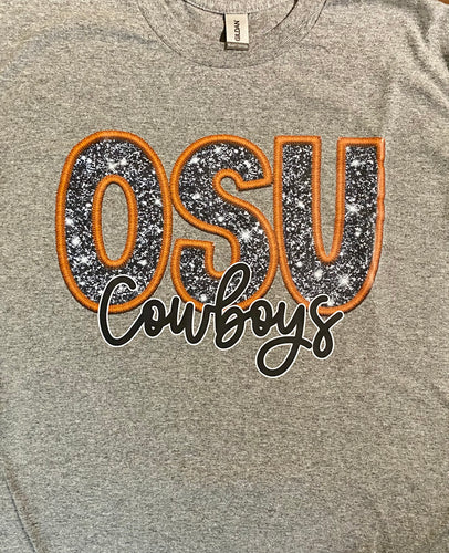 OSU Cowboys Faux Sequin Embroidered Tee