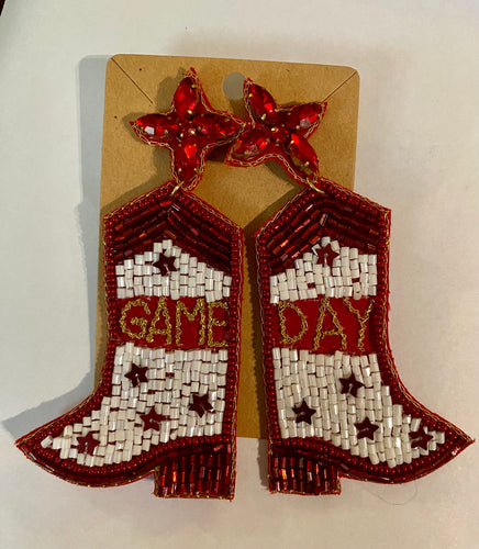 Game Day Boots Cardinal Earrings