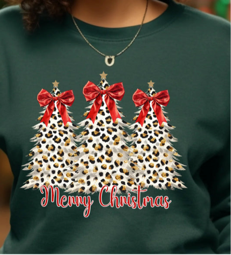 Leopard Three Christmas Trees Shortsleeve Tee