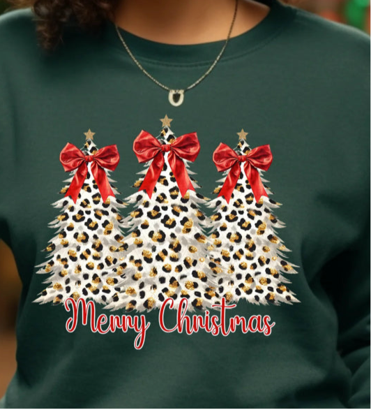 Leopard Three Christmas Trees Shortsleeve Tee