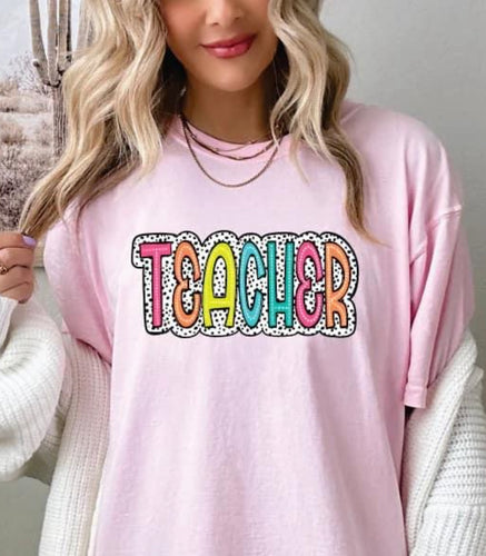 Teacher Dots Light Pink Tee