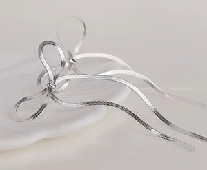 Silver Colored Bow Earrings