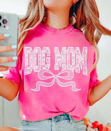 Dog Mom Bow Lace Shortsleeve Tee