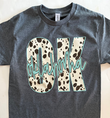 OK Oklahoma Cow Shortsleeve Tee Gray