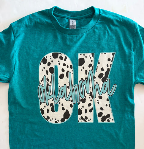 OK Oklahoma Cow Shortsleeve Tee Jade