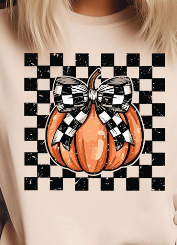 Checkered Pumpkin Check Bow