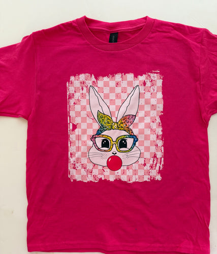 Checkered Bunny Bubblegum Shortsleeve Tee