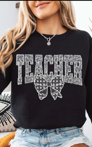 Teacher Bow Lace Shortsleeve Tee