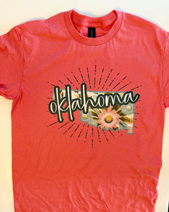 Oklahoma Burst Coral Shortsleeve Tee