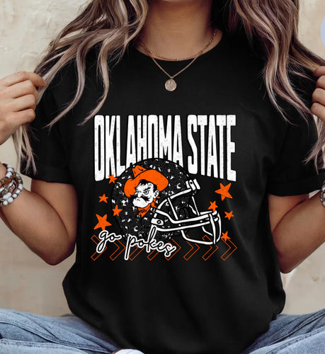 Oklahoma State Helmet Sparkle Shortsleeve Tee