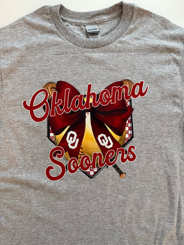 Oklahoma Softball Bow Shortsleeve Tee