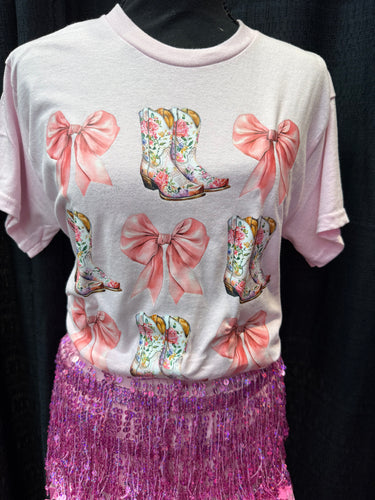 Floral Boots & Bows Shortsleeve Tee