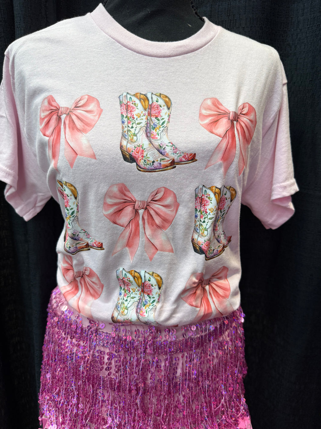 Floral Boots & Bows Shortsleeve Tee