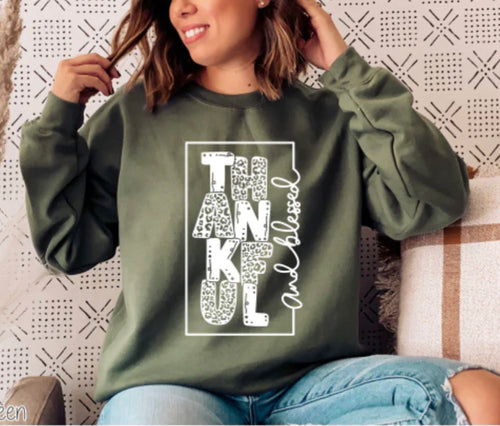 Thankful and Blessed Block Longsleeve Tee