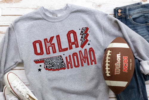 Oklahoma Leopard Cardinal Bolt Sweatshirt